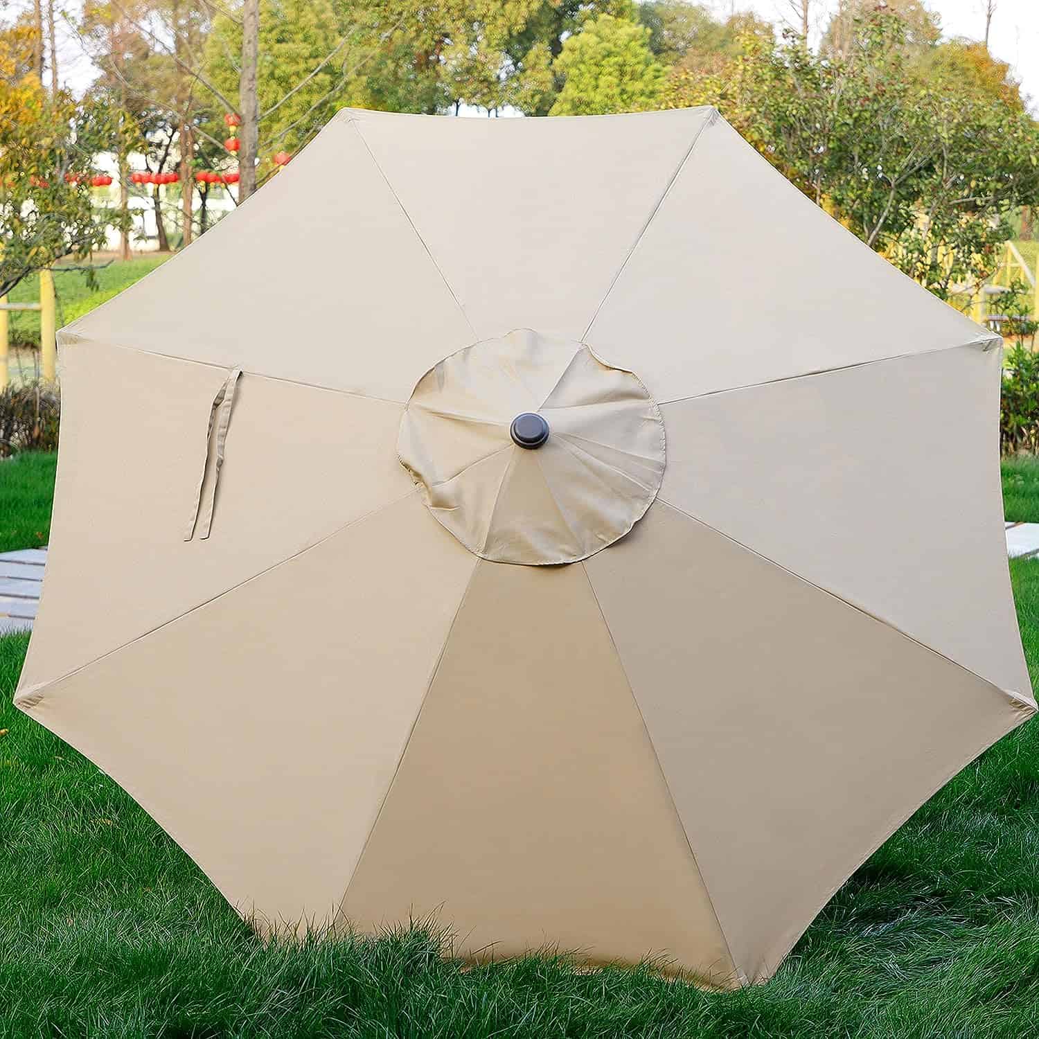 Blissun 9' Outdoor Market Patio Umbrella with Push Button Tilt and Crank, 8 Ribs (Tan) Blissun 9' Outdoor Market Patio Umbrella with Push Button Tilt and Crank, 8 Ribs (Tan) - 4