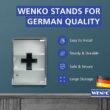 WENKO Medicine Cabinet with Lock, Wall mounted Bathroom Storage, Hanging Medical Cabinet WENKO Medicine Cabinet with Lock, Wall mounted Bathroom Storage, Hanging Medical Cabinet, First Aid Wall Cabinet with Safety Glass Door, Modern, Medium, 11.8 x 15.7 x 4.7 in, Silver Shiny - 6
