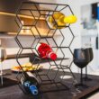 Gusto Nostro Countertop Wine Rack - 14 Bottle Freestanding Modern Black Metal Small - 3 Tier Tabletop Wine Holder Stand for Cabinet, Pantry, Wine Bottle Storage - No Assembly Required - 9
