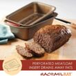 Rachael Ray Cucina Nonstick Bakeware Set Baking Cookie Sheets Cake Muffin Bread Pan, 10 Piece, Latte Brown with Cranberry Red Grips - 5