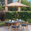 Blissun 7.5 ft Patio Umbrella, Yard Umbrella Push Button Tilt Crank (Tan) - 5