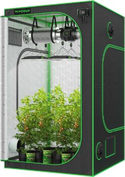 VIVOSUN S448 4x4 Grow Tent, 48"x48"x80" High Reflective Mylar with Observation Window and Floor Tray for Hydroponics Indoor Plant for VS4000/VSF4300 - 1