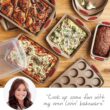 Rachael Ray Cucina Nonstick Bakeware Set Baking Cookie Sheets Cake Muffin Bread Pan, 10 Piece, Latte Brown with Cranberry Red Grips - 6