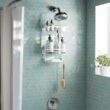 Zenna Home Hanging Shower Caddy, Over the Shower Head Bathroom Storage, Rustproof, No Drilling, Bath Organizer with 2 Shelves, Soap Tray, Razor Holders and Hooks, Satin Chrome - 2
