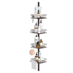 SEIRIONE Tension Corner Shower Pole Caddy, Rustproof Stainless Steel, Oil Bronze