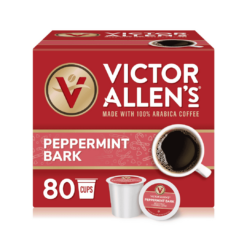 Victor Allen's Coffee Peppermint Bark Flavored, Medium Roast, 80 Count, Single Serve Coffee Pods for Keurig K-Cup Brewers