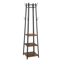 VASAGLE ALINRU Coat Rack with 3 Shelves, Stand with Hooks
