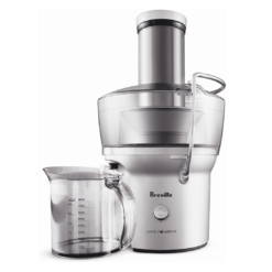 Breville Juice Fountain Compact Juicer, Silver, BJE200XL, 10" x 10.5" x 16"