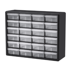 Akro-Mils 24 Cabinet 10724, Plastic Parts Storage Hardware and Craft Cabinet, (20-Inch W x 6-Inch D x 16-Inch H), Black