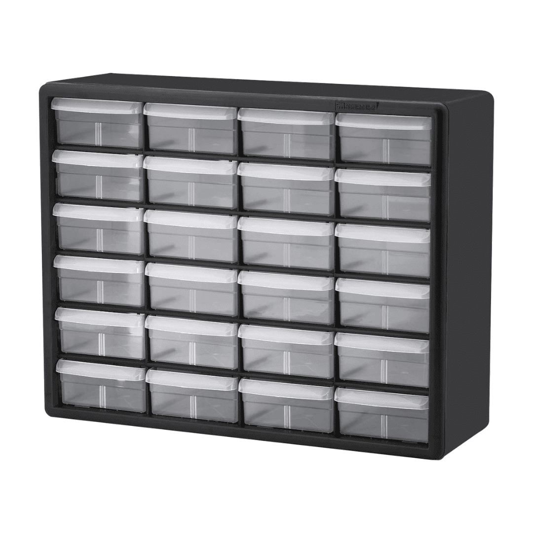 Akro-Mils 24 Cabinet 10724, Plastic Parts Storage Hardware and Craft Cabinet, (20-Inch W x 6-Inch D x 16-Inch H), Black Akro-Mils 24 Cabinet 10724, Plastic Parts Storage Hardware and Craft Cabinet, (20-Inch W x 6-Inch D x 16-Inch H), Black