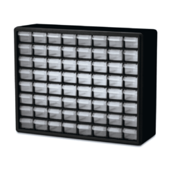 Akro-Mils 10164 64 Drawer Plastic Parts Storage Hardware and Craft Cabinet, 20" x 15.75", Black