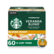 Starbucks K-Cup Coffee Pods—Starbucks Blonde Roast Coffee—Veranda Blend for Keurig Brewers—100% Arabica—6 boxes (60 pods total)