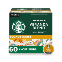 Starbucks K-Cup Coffee Pods—Starbucks Blonde Roast Coffee—Veranda Blend for Keurig Brewers—100% Arabica—6 boxes (60 pods total)