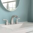 Moen Lindor Spot Resist Brushed Nickel Widespread 2-handle WaterSense Bathroom Sink Faucet with Drain
