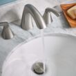 Moen Lindor Spot Resist Brushed Nickel Widespread 2-handle WaterSense Bathroom Sink Faucet with Drain