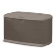 Rubbermaid Medium Resin Weather Resistant Outdoor Storage Deck Box, 72.6 Gal., Putty/Canteen Brown, for Garden/Backyard/Home/Pool
