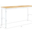 NewAge Products 72-in L x 43-in H White Bamboo Adjustable Height Portable Work Bench