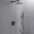 WELLFOR 10-in Rain Shower System Matte Black Dual Head Waterfall Built-In Shower Faucet System with 2-way Diverter Valve Included