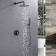 WELLFOR 10-in Rain Shower System Matte Black Dual Head Waterfall Built-In Shower Faucet System with 2-way Diverter Valve Included