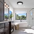 Akicon Bathroom fan with lights 2-Sone 80-CFM Matte Black Decorative Lighted Bathroom Fan