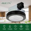 Akicon Bathroom fan with lights 2-Sone 80-CFM Matte Black Decorative Lighted Bathroom Fan