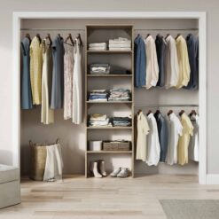 ClosetMaid BrightWood 5-ft to 10-ft W x 6.85-ft H Latte Solid Wood Closet System