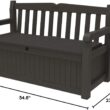 Keter Solana 70 Gallon Storage Bench Deck Box for Patio Furniture, Front Porch Decor and Outdoor Seating – Perfect to Store Garden Tools and Pool Toys, Brown - 14