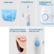 TUREWELL Water Flossing Oral Irrigator, 600ML Dental Cleaner 10 Adjustable Pressure, Electric Oral Flosser for Teeth/Braces, 8 Water Jet Tips for Family (White) - 6