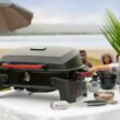 Megamaster 820-0065C 1 Burner Portable Gas Grill, Red + Black Megamaster 820-0065C 1 Burner Portable Gas Grill for Camping, Outdoor Cooking , Outdoor Kitchen, Patio, Garden, Barbecue with Two Foldable legs, Red + Black - 4