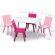 Delta Children Kids Table and Chair Set (4 Chairs Included), White/Pink - 8