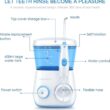 TUREWELL Water Flossing Oral Irrigator, 600ML Dental Cleaner 10 Adjustable Pressure, Electric Oral Flosser for Teeth/Braces, 8 Water Jet Tips for Family (White) - 8