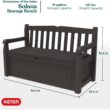 Keter Solana 70 Gallon Storage Bench Deck Box for Patio Furniture, Front Porch Decor and Outdoor Seating – Perfect to Store Garden Tools and Pool Toys, Brown - 3