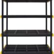 CX Black & Yellow, 4-Tier Heavy Duty Plastic Storage Shelving Unit, 200lbs/shelf (55”H x 48”W x 20”D) CX Black & Yellow®, 4-Tier Heavy Duty Plastic Storage Shelving Unit, 200lbs/shelf (55”H x 48”W x 20”D), for Indoor/Outdoor Organization, Modular Rack - 2