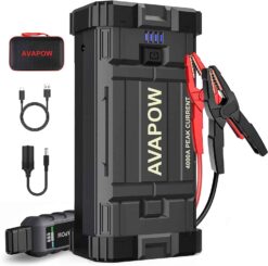 AVAPOW Car Jump Starter, 4000A Peak Battery Jump Starter (for All Gas or Up to 10L Diesel), Portable Battery Booster Power Pack, 12V Auto Jump Box with LED Light, USB Quick Charge 3.0 - 1