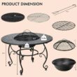 CASAINC Patio Fire Pit Dining Table 35.5-in W Black Steel Wood-Burning Fire Pit