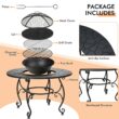 CASAINC Patio Fire Pit Dining Table 35.5-in W Black Steel Wood-Burning Fire Pit