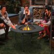 CASAINC Patio Fire Pit Dining Table 35.5-in W Black Steel Wood-Burning Fire Pit
