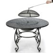 CASAINC Patio Fire Pit Dining Table 35.5-in W Black Steel Wood-Burning Fire Pit