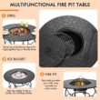CASAINC Patio Fire Pit Dining Table 35.5-in W Black Steel Wood-Burning Fire Pit