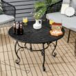 CASAINC Patio Fire Pit Dining Table 35.5-in W Black Steel Wood-Burning Fire Pit