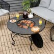 CASAINC Patio Fire Pit Dining Table 35.5-in W Black Steel Wood-Burning Fire Pit
