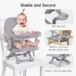 YOLEO Baby High Chair Booster Seat for Dining Table, Adjustable Height Travel Booster Seat with Tray, Toddler Booster Seat Easy Clean(Grey - 6