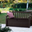 Keter Solana 70 Gallon Storage Bench Deck Box for Patio Furniture, Front Porch Decor and Outdoor Seating – Perfect to Store Garden Tools and Pool Toys, Brown - 11