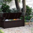Keter Solana 70 Gallon Storage Bench Deck Box for Patio Furniture, Front Porch Decor and Outdoor Seating – Perfect to Store Garden Tools and Pool Toys, Brown - 12
