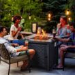 Ciays Propane Fire Pits 28 Inch Outdoor Gas Fire Pit, 50,000 BTU Steel Fire Table with Lid and Lava Rock, Add Warmth and Ambience to Gatherings and Parties On Patio Deck Garden Backyard, Black - 2