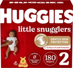 Huggies Size 2 Diapers, Little Snugglers Baby Diapers, Size 2 (12-18 lbs), 180 Count