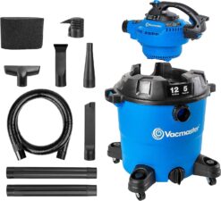 Vacmaster VBV1210, 12-Gallon* 5 Peak HP** Wet/Dry Shop Vacuum with Detachable Blower, Blue - 1