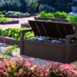 Keter Solana 70 Gallon Storage Bench Deck Box for Patio Furniture, Front Porch Decor and Outdoor Seating – Perfect to Store Garden Tools and Pool Toys, Brown - 9
