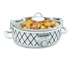 Crock-Pot Small 2.5 Quart Casserole Slow Cooker, White/Blue
