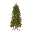 National Tree Company Artificial Pre-Lit Slim Christmas Tree, Green, Kingswood Fir, White Lights, Includes Stand, 4.5 Feet
